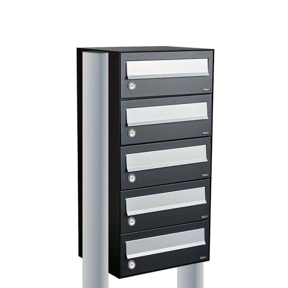 Brievenbusunit Hive set vrijstaand 1-breed, 5-hoog - zwart