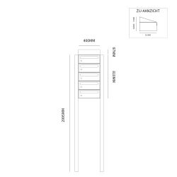 Brievenbusunit Hive set vrijstaand 1-breed, 5-hoog - zwart