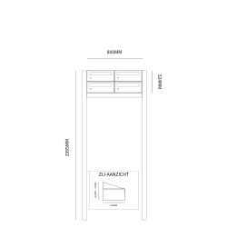 Brievenbusunit Hive set vrijstaand 2-breed, 2-hoog - zwart
