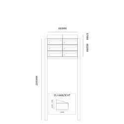 Brievenbusunit Hive set vrijstaand 2-breed, 3-hoog - zwart