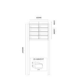 Brievenbusunit Hive set vrijstaand 2-breed, 4-hoog - zwart