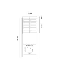 Brievenbusunit Hive set vrijstaand 2-breed, 5-hoog - zwart