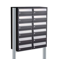 Brievenbusunit Hive set vrijstaand 2-breed, 6-hoog - zwart