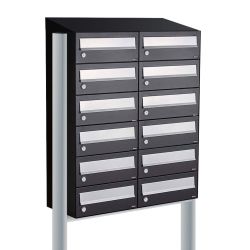 Brievenbusunit Hive set vrijstaand 2-breed, 6-hoog - zwart