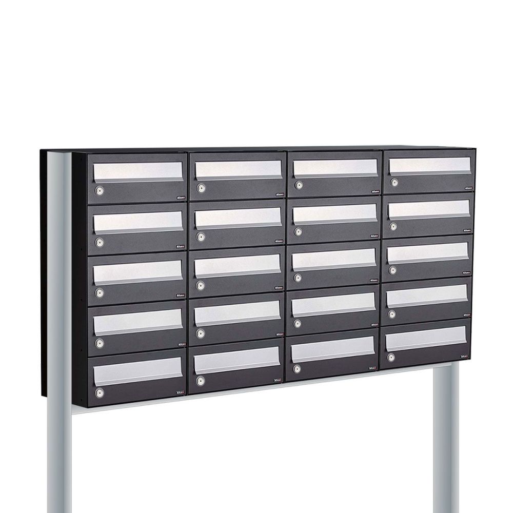 Brievenbusunit Hive set vrijstaand 4-breed, 5-hoog - zwart