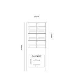 Brievenbusunit Hive set vrijstaand 2-breed, 7-hoog - zwart