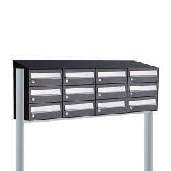 Brievenbusunit Hive set vrijstaand 4-breed, 3-hoog - zwart