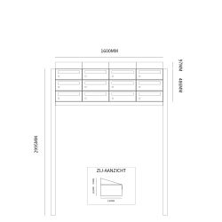 Brievenbusunit Hive set vrijstaand 4-breed, 3-hoog - zwart