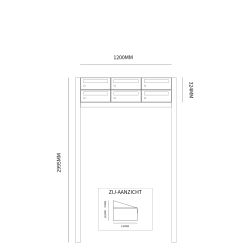 Brievenbusunit Hive set vrijstaand 3-breed, 2-hoog - zwart