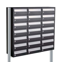 Brievenbusunit Hive set vrijstaand 3-breed, 7-hoog - zwart