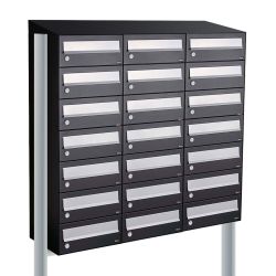 Brievenbusunit Hive set vrijstaand 3-breed, 7-hoog - zwart