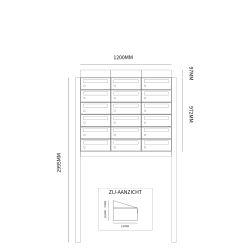 Brievenbusunit Hive set vrijstaand 3-breed, 6-hoog - zwart