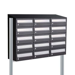 Brievenbusunit Hive set vrijstaand 3-breed, 5-hoog - zwart