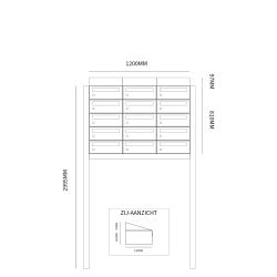 Brievenbusunit Hive set vrijstaand 3-breed, 5-hoog - zwart