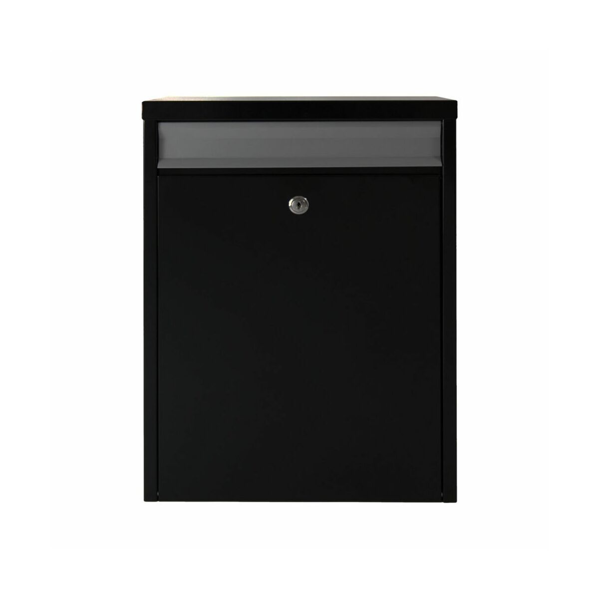 Basic 350 wandbrievenbus staal zwart met grijze klep