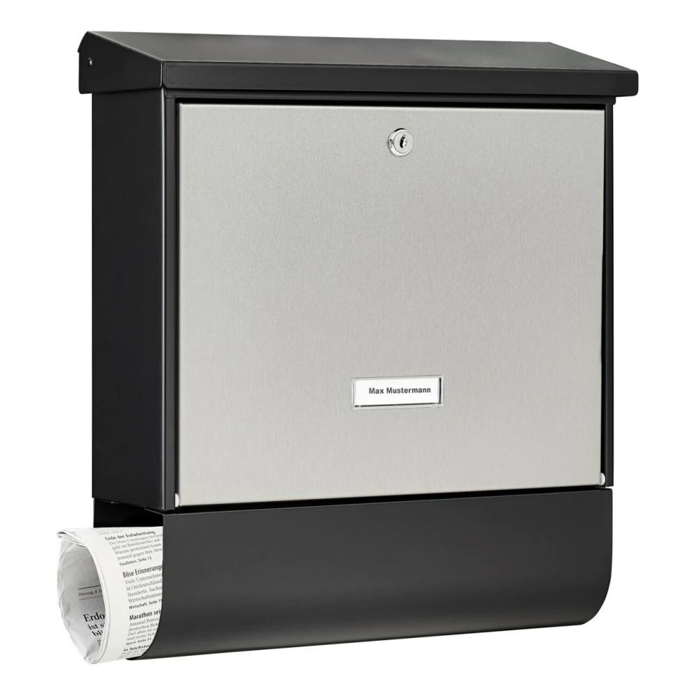 Burg-Wächter brievenbus met krantenvak London-Set - zwart/RVS