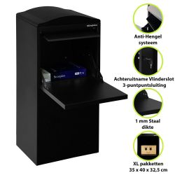 Pakketbrievenbus Logixbox Frontbox achteruitname - zwart