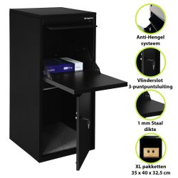 Pakketbrievenbus Logixbox Frontbox DeLuxe Uni - zwart