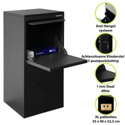 Pakketbrievenbus Logixbox Frontbox DeLuxe Uni achteruitname - grijs