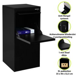 Pakketbrievenbus Logixbox Frontbox-Inbouw achteruitname incl. frame - zwart