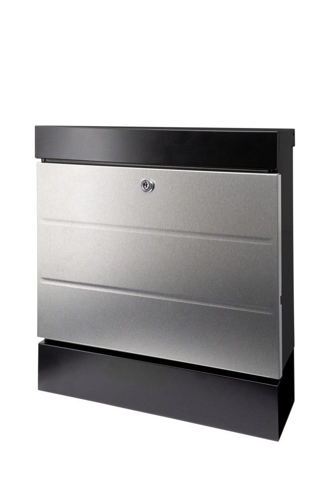 Burg Wächter New York wandbrievenbus modern met krantenrol staal zwart RVS