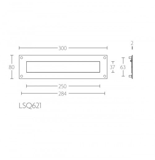 Formani Square LSQ621 briefplaat 300x80 mat RVS