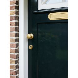 Intersteel Briefplaat ovaal 340x80mm met klep/regenrand - PVD messing getrommeld