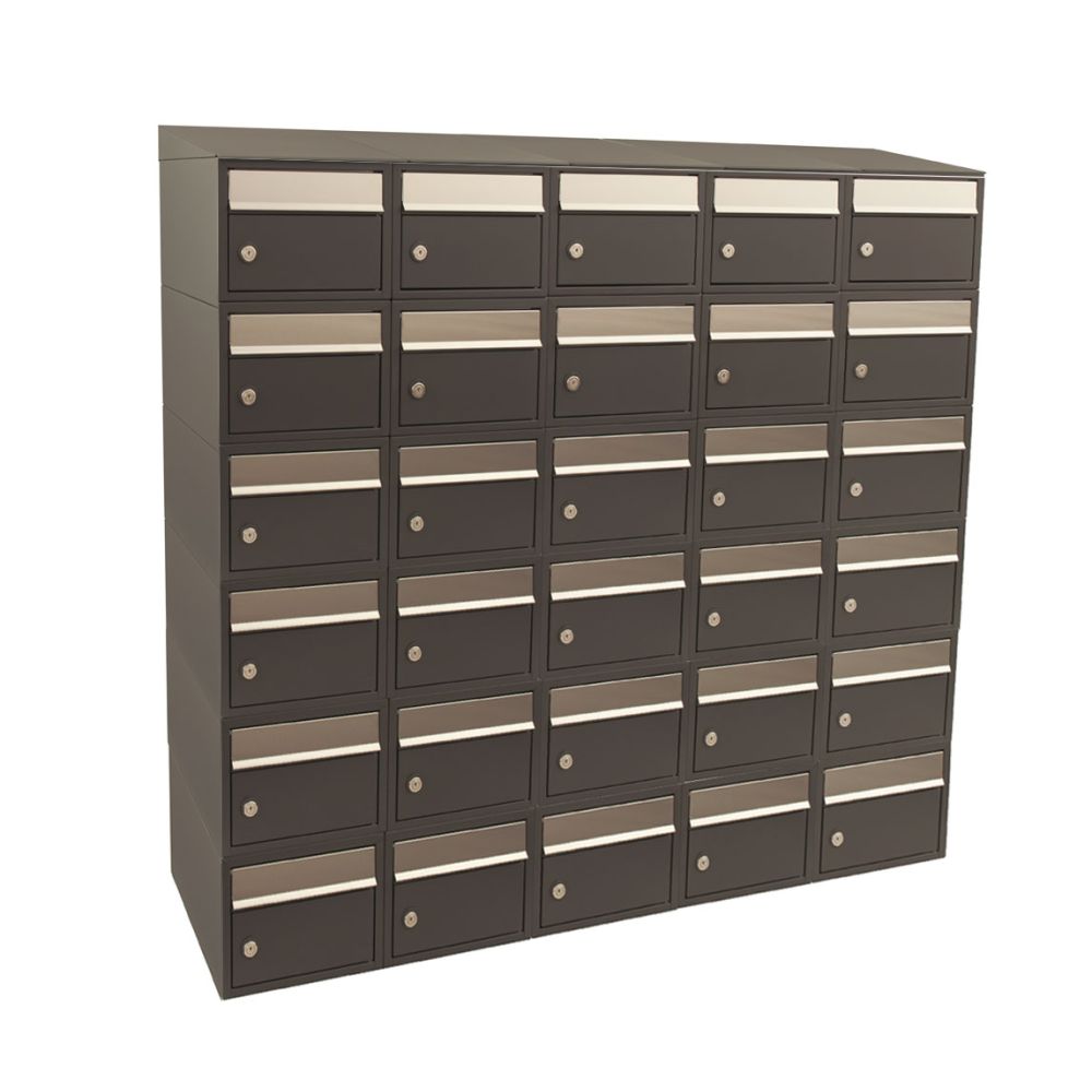 Brievenbusunit Brickset 5-breed 6-hoog met dak - antraciet