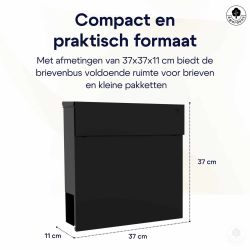 Basic 4gardenz wandbrievenbus modern met krantenvak staal - zwart