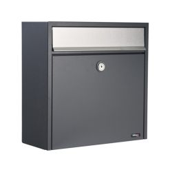 Allux 2500 brievenbus met paal 1003 staal - antraciet met RVS klep