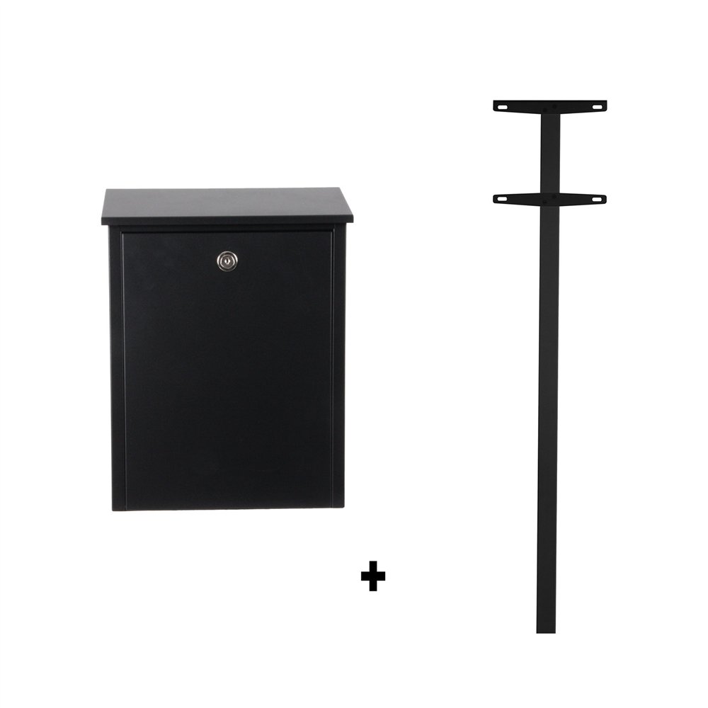 Allux 200 brievenbus met paal 1003 staal - zwart