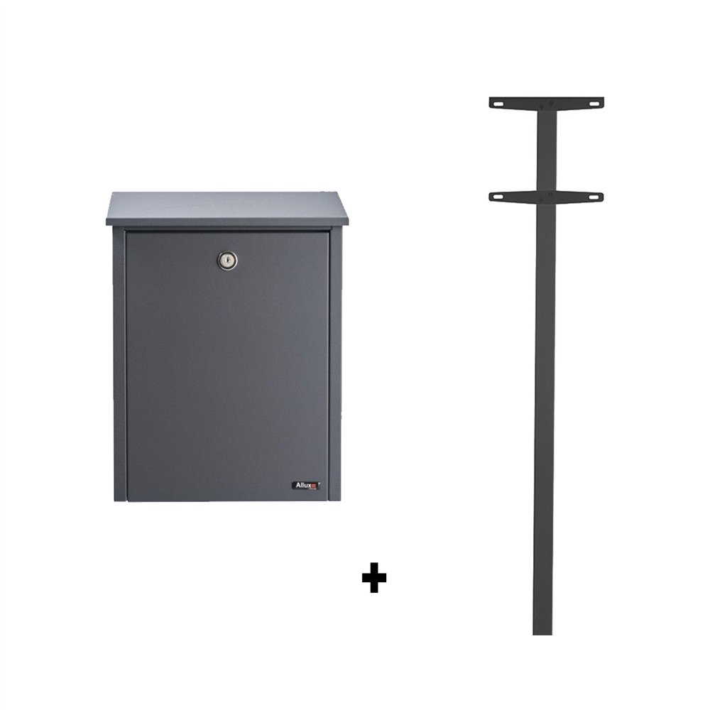Allux 200 brievenbus met paal 1003 staal - antraciet