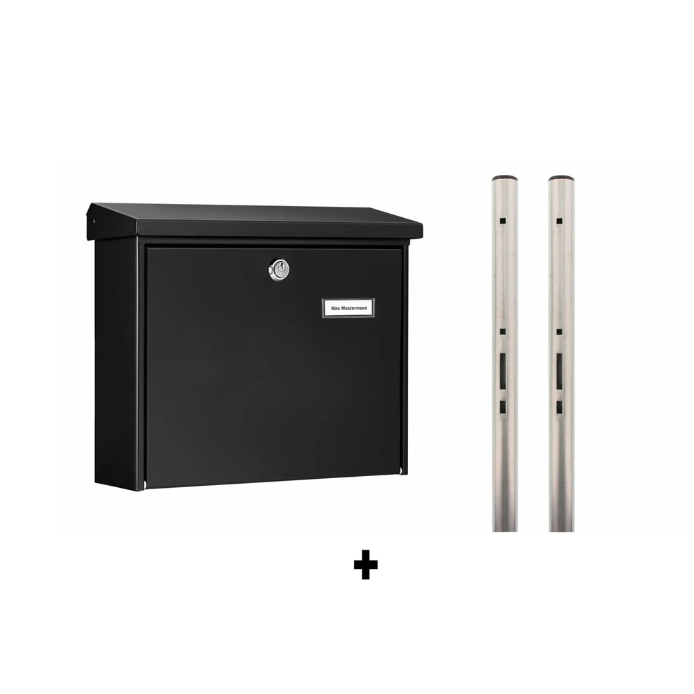 Burg-Wächter Amsterdam brievenbus met RVS palen - zwart