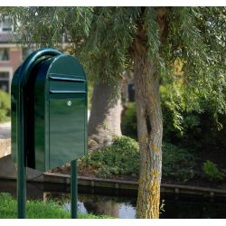 Bobi Classic brievenbus en Round statief staal - zwartgroen