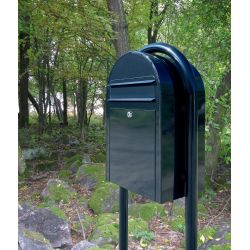 Bobi Classic brievenbus en Round statief staal - zwart