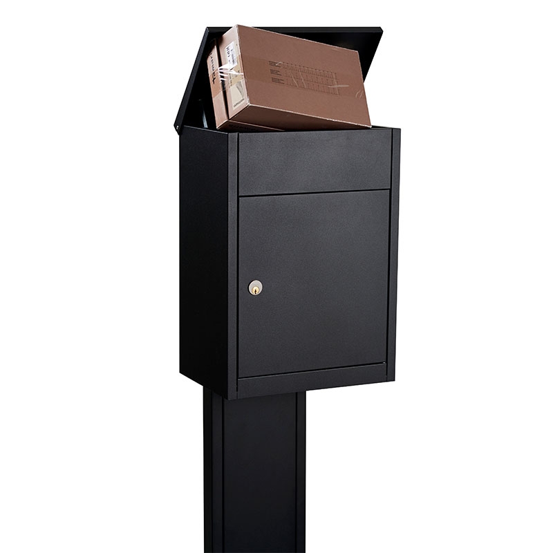 Allux 500 pakketbrievenbus met paal 1001 staal - zwart