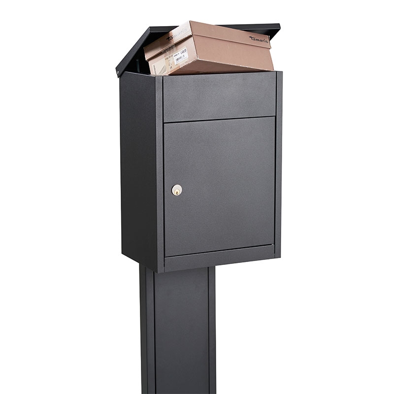 Allux 500 pakketbrievenbus met paal 1001 staal - antraciet