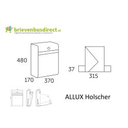 Allux Holscher design brievenbus met paal 1001 staal - zwart