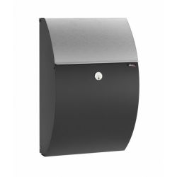 Allux 7000 brievenbus staal met paal 1007 - zwart met RVS klep