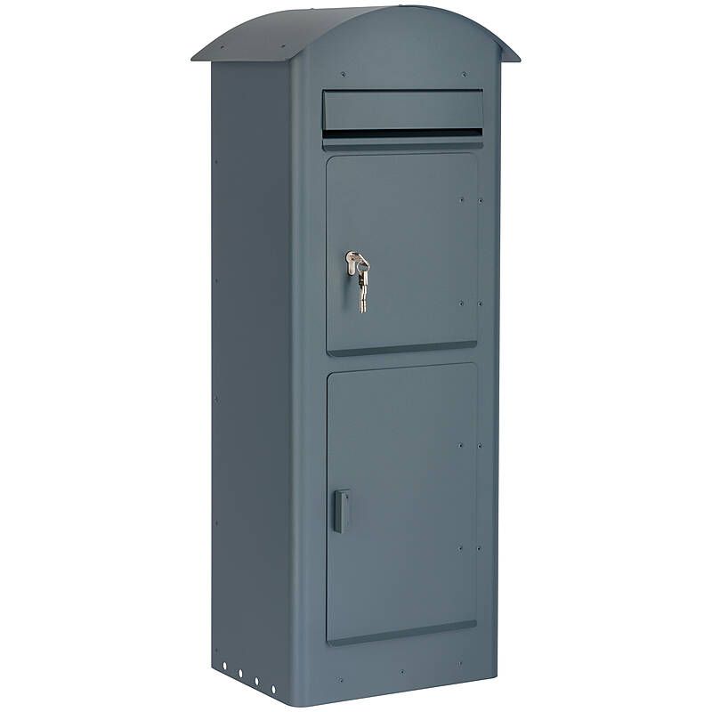 SafePost 80PZ brievenbus met pakketvak staal en profielcilinderslot - antracietgrijs