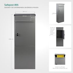 SafePost 855PZ vrijstaande brievenbus met profielcilinderslot staal - antracietgrijs