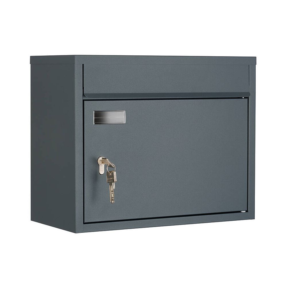 SafePost 910PZ wandbrievenbus met profielcilinderslot staal - antracietgrijs