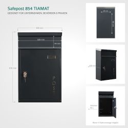 SafePost Tiamat 854PZ wandbrievenbus staal - antracietgrijs