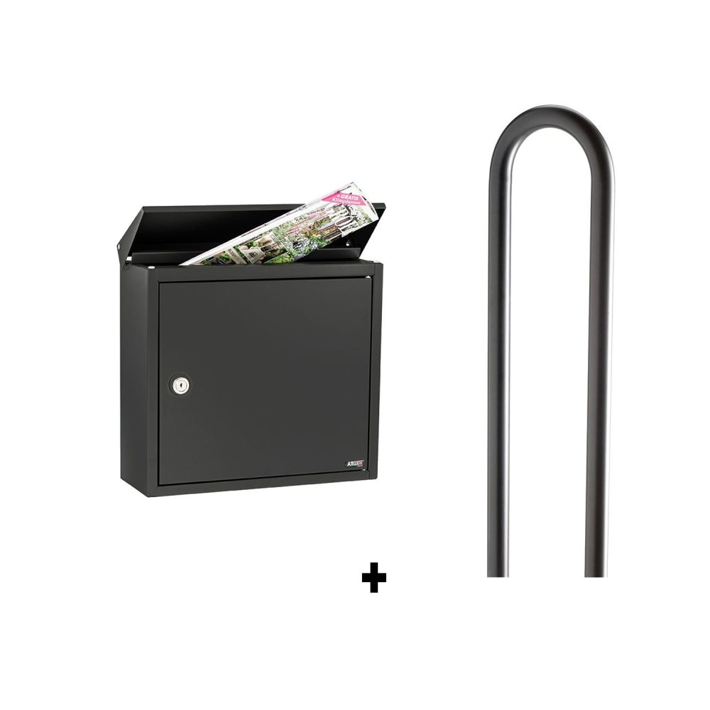 Allux 400 brievenbus met paal 1007 staal - zwart