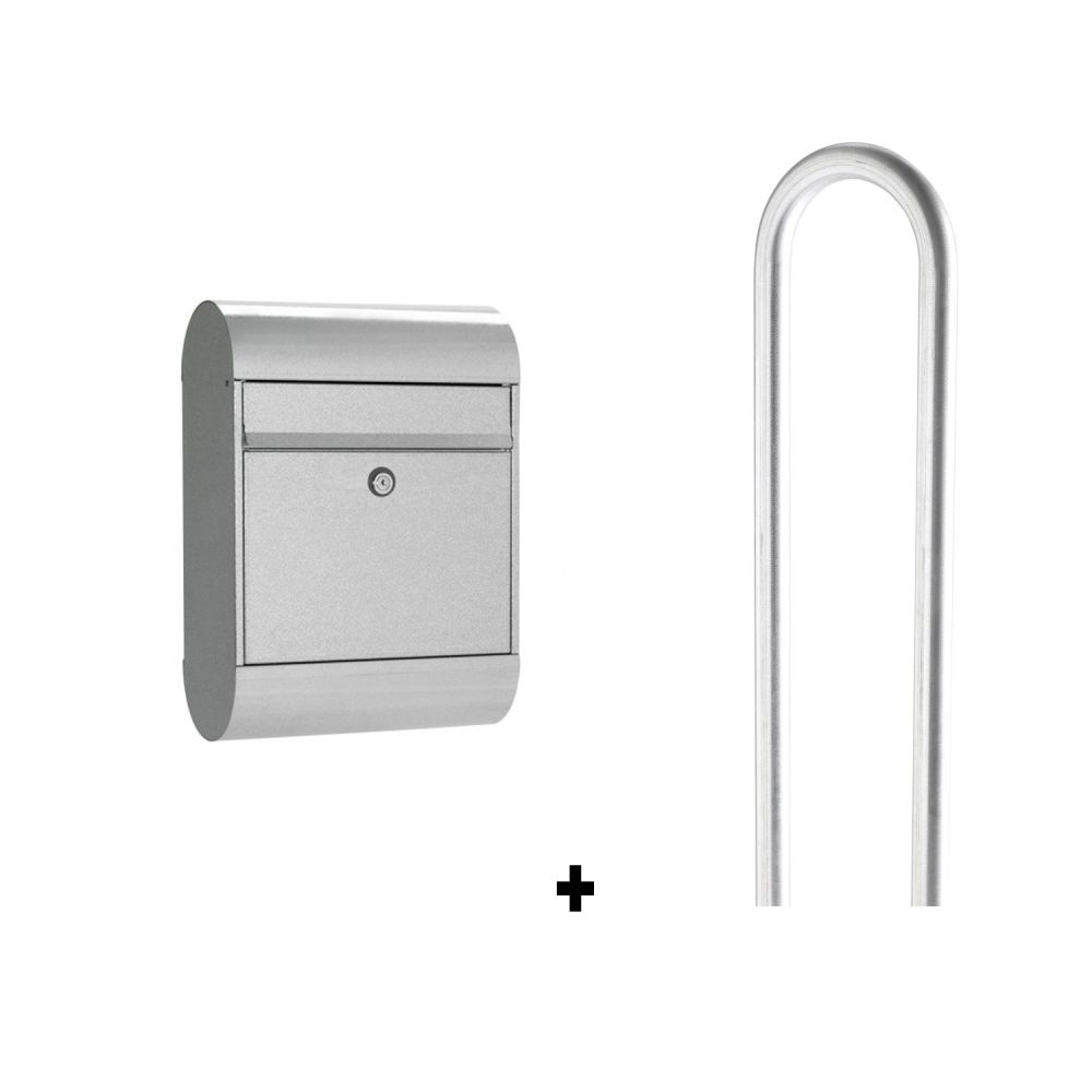 Allux 6000 brievenbus staal met paal 1007 - gegalvaniseerd