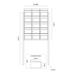 Brievenbusunit Brickset met statief 3-breed 5-hoog met dak - antraciet
