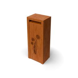 Geroba Libus vrijstaande brievenbus met allium motief - cortenstaal
