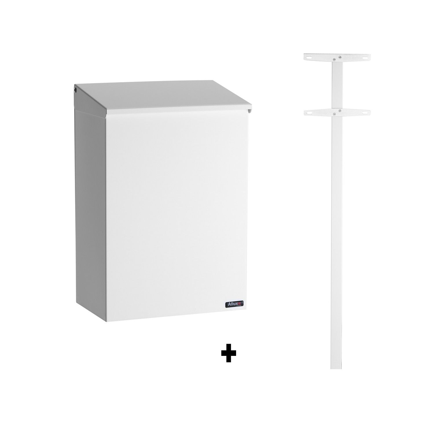 Allux 100 brievenbus zonder slot met paal 1003 staal - wit