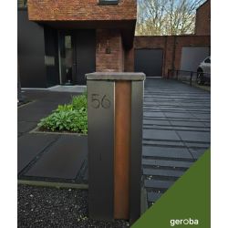 Geroba Collu-Combo pakketbrievenbus - zwart/cortenstaal