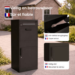 Basic 4gardenz staande pakketbrievenbus vrijstaand met apart postvak - zwart
